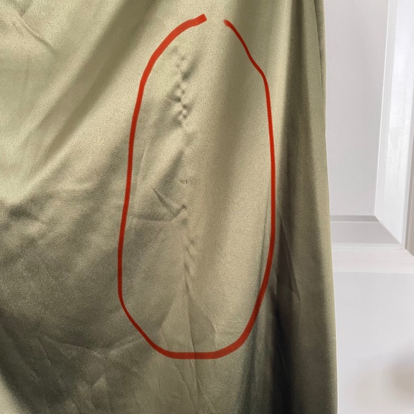 Guess Women’s Olive Satin Slip Dress Cross Back Straps Lace Trim Detail Cocktail - Picture 6 of 16